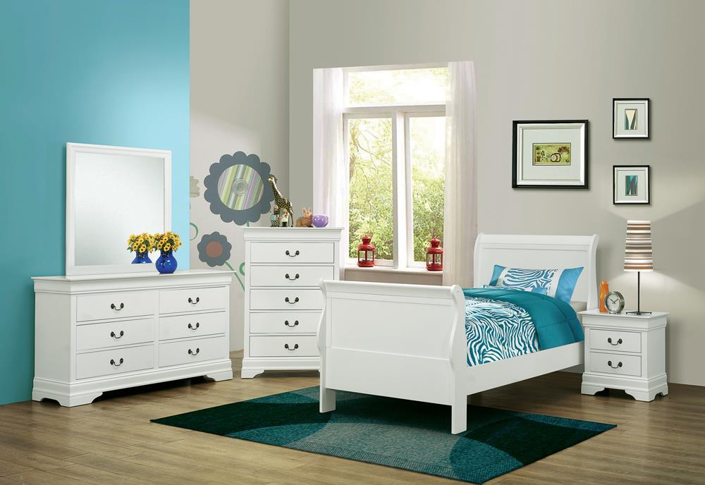 Louis Philippe Twin Sleigh Panel Bed White  Half Price Furniture