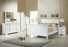 Louis Philippe Queen Sleigh Panel Bed White - Bed - Half Price Furniture