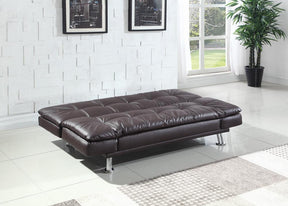 Dilleston Tufted Back Upholstered Sofa Bed Brown  Half Price Furniture