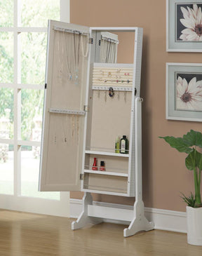 Zayas Storage Jewelry Cheval Mirror White - Jewelry Armoire - Half Price Furniture