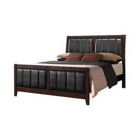 Carlton Queen Upholstered Bed Cappuccino and Black - Bed - Half Price Furniture