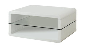 Elana Rectangle 2-shelf Coffee Table Glossy White - Coffee Table - Half Price Furniture