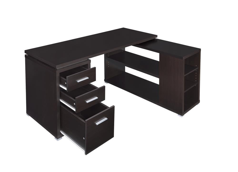 Yvette L-shape Office Desk Cappuccino - Half Price Furniture