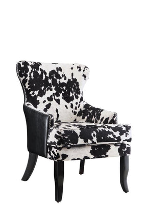 Trea Cowhide Print Accent Chair Black and White Half Price Furniture