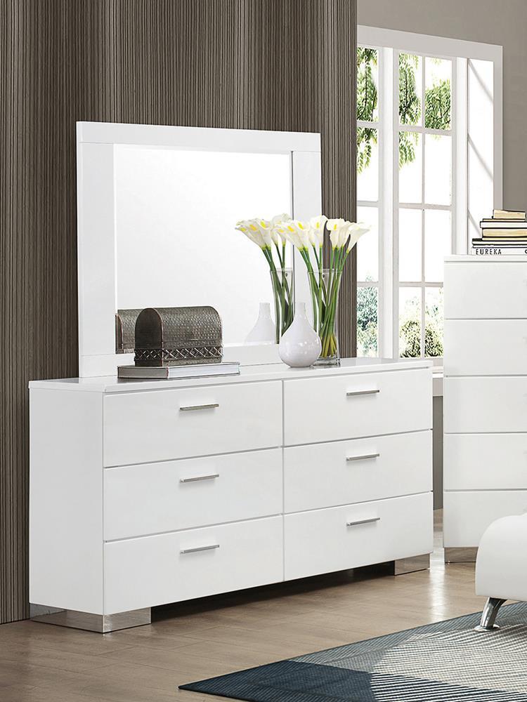 Felicity 6-drawer Dresser Glossy White  Half Price Furniture