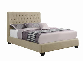 Chloe Tufted Upholstered Eastern King Bed Oatmeal - Bed - Half Price Furniture