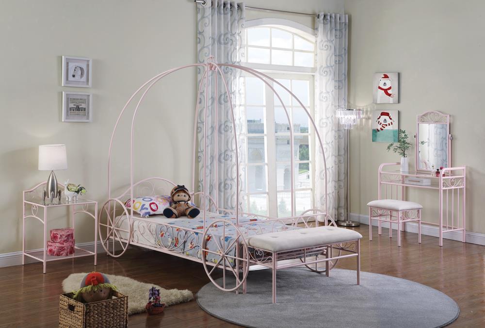 Massi Twin Canopy Bed Powder Pink  Las Vegas Furniture Stores
