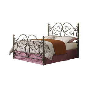 London Eastern King Metal Scroll Bed Dark Bronze Half Price Furniture