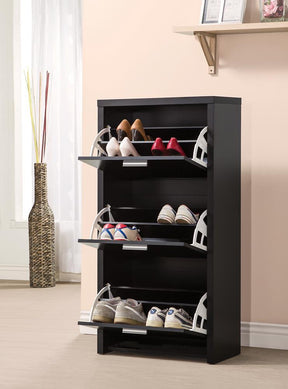 Vivian 3-drawer Shoe Cabinet Black - Accent Cabinet - Half Price Furniture
