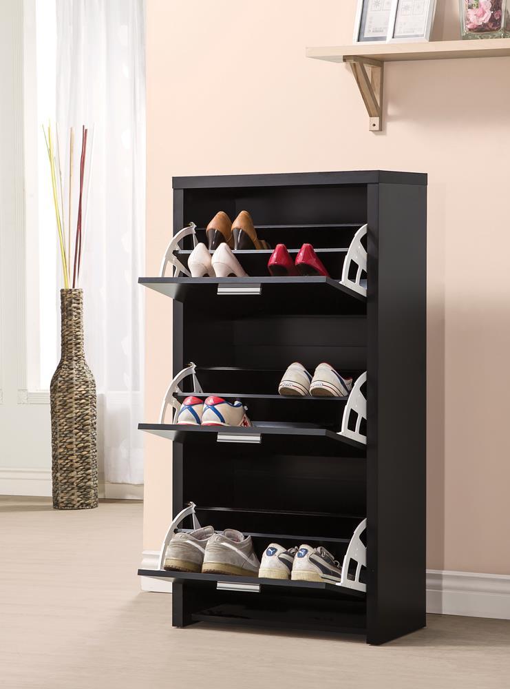 Vivian 3-drawer Shoe Cabinet Black  Half Price Furniture