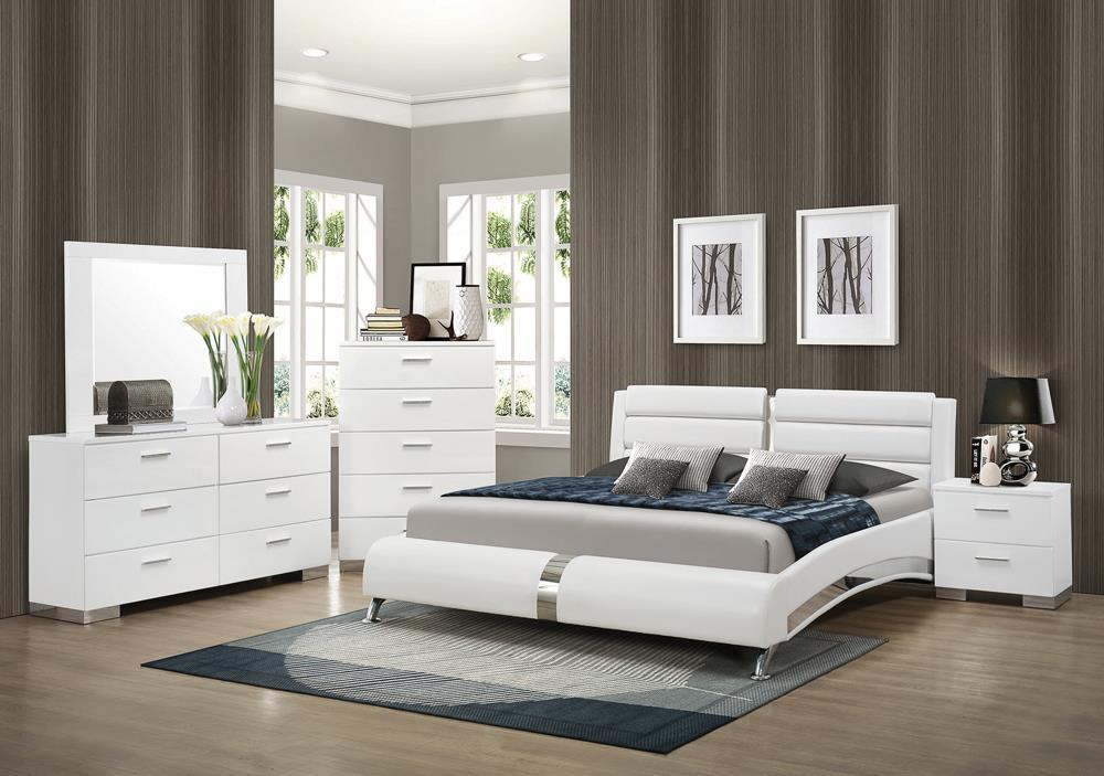 Jeremaine Eastern King Upholstered Bed White  Half Price Furniture
