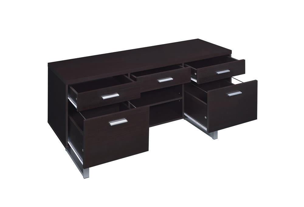 Lawtey 5-drawer Credenza with Adjustable Shelf Cappuccino - Half Price Furniture