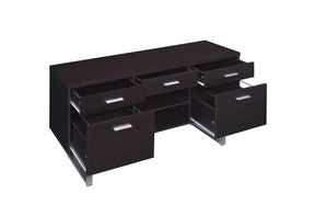 Lawtey 5-drawer Credenza with Adjustable Shelf Cappuccino - Credenza - Half Price Furniture