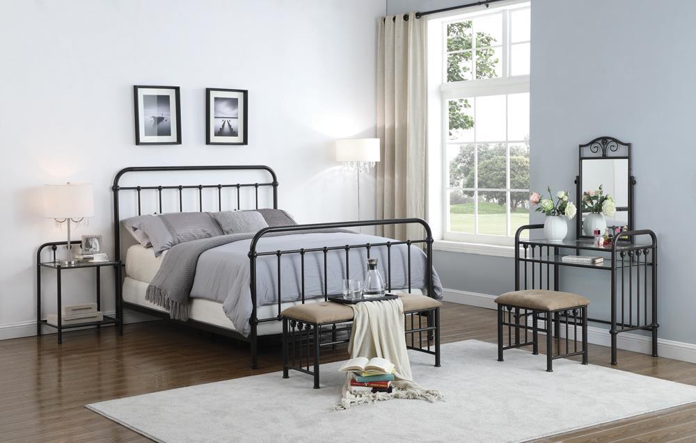 Livingston Queen Panel Metal Bed Dark Bronze - Half Price Furniture