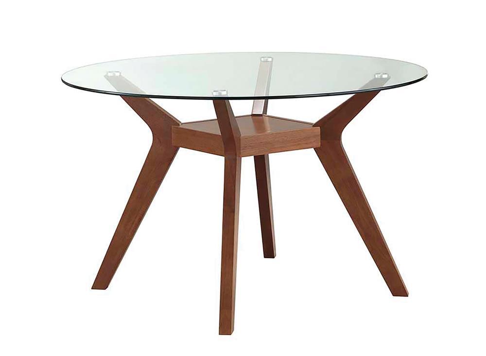 Paxton Mid Century Modern Nutmeg Glass Dining Table - Dining Table - Half Price Furniture