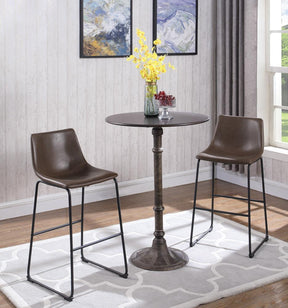 Oswego Round Bar Table Dark Russet and Antique Bronze - Counter Height Table - Half Price Furniture