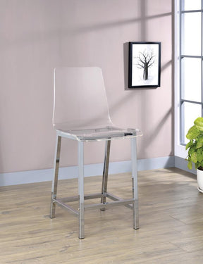 Juelia Counter Height Stools Chrome and Clear Acrylic (Set of 2) - Barstool - Half Price Furniture