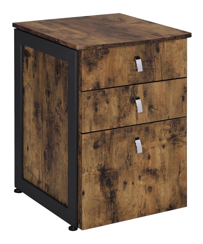 Estrella Industrial Antique Nutmeg File Cabinet - Las Vegas Furniture Stores