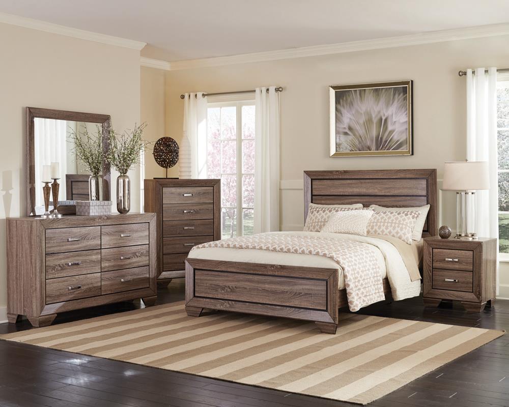 Kauffman Queen Panel Bed Washed Taupe - Half Price Furniture