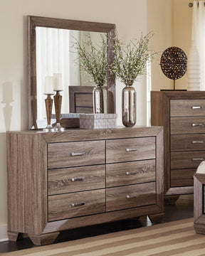 Kauffman Rectangular Dresser Mirror Washed Taupe - Mirror - Half Price Furniture