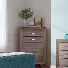 Kauffman 5-drawer Chest Washed Taupe - Chest - Half Price Furniture