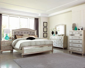 Bling Game Eastern King Panel Bed Metallic Platinum  Half Price Furniture