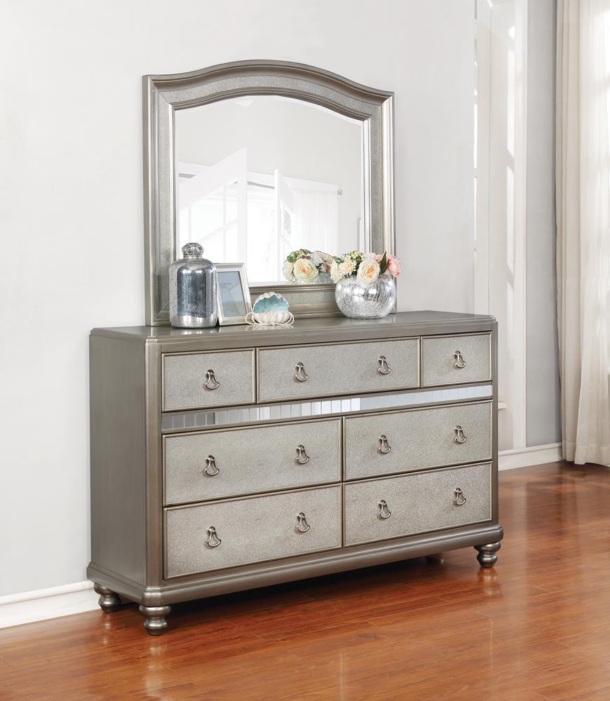 Bling Game Arched Dresser Mirror Metallic Platinum  Half Price Furniture