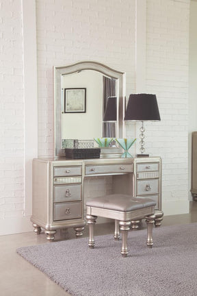 Bling Game Arched Top Vanity Mirror Metallic Platinum Half Price Furniture