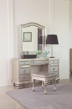 Bling Game Arched Top Vanity Mirror Metallic Platinum Half Price Furniture