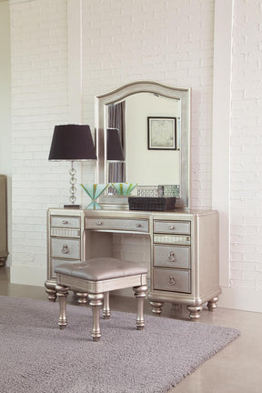 Bling Game Upholstered Vanity Stool Metallic Platinum - Vanity Stool - Half Price Furniture
