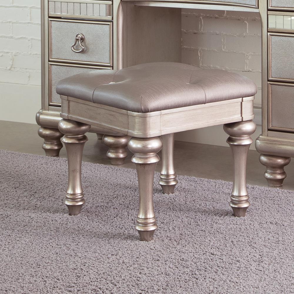 Bling Game Upholstered Vanity Stool Metallic Platinum - Half Price Furniture
