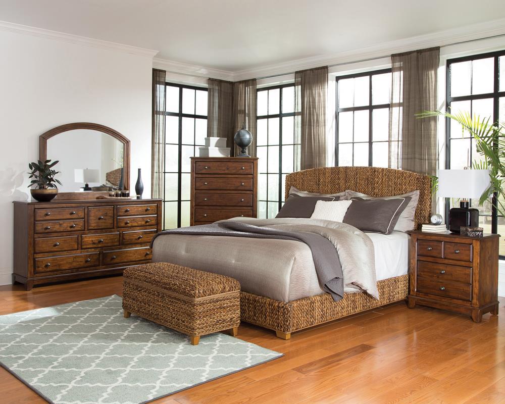 Laughton Hand-Woven Banana Leaf California King Bed Amber - Half Price Furniture