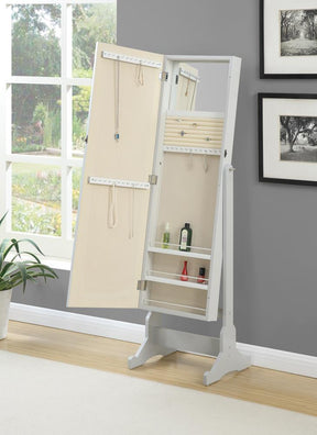 Yvonne Storage Jewelry Cheval Mirror Grey - Jewelry Armoire - Half Price Furniture