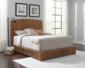 Laughton Hand-Woven Banana Leaf California King Bed Amber - Half Price Furniture