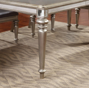 Bling Game Rectangular Dining Table with Leaf Metallic Platinum - Dining Table - Half Price Furniture