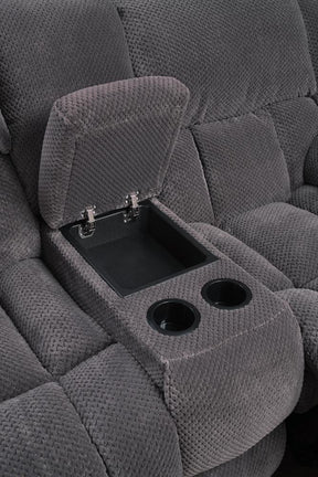 Weissman Motion Loveseat with Console Charcoal - Loveseat - Half Price Furniture