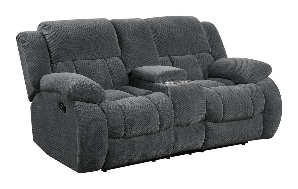 Weissman Motion Loveseat with Console Charcoal  Las Vegas Furniture Stores
