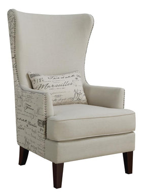 Pippin Curved Arm High Back Accent Chair Cream - Accent Chair - Half Price Furniture