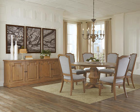 Florence Round Pedestal Dining Table Rustic Smoke - Dining Table - Half Price Furniture