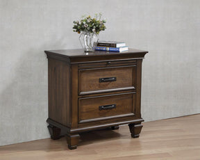 Franco 2-drawer Nightstand with Pull Out Tray Burnished Oak - Nightstand - Half Price Furniture