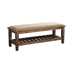 Franco Bench with Lower Shelf Beige and Burnished Oak Half Price Furniture