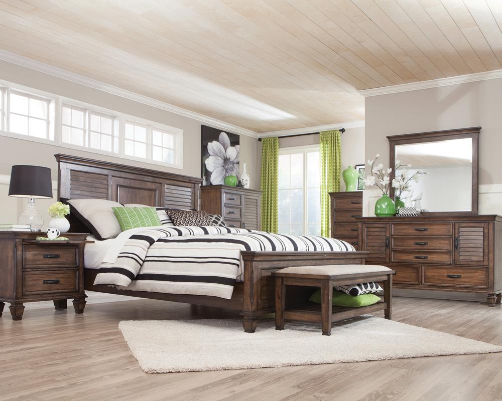 Franco California King Panel Bed Burnished Oak  Half Price Furniture