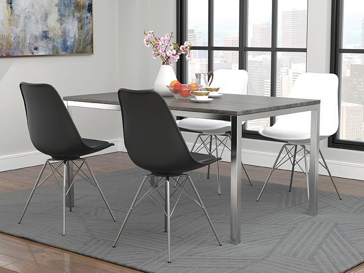 Juniper Armless Dining Chairs White and Chrome (Set of 2)  Half Price Furniture