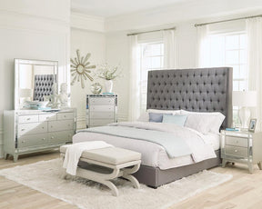 Camille Tall Tufted Queen Bed Grey - Bed - Half Price Furniture