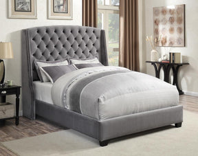 Pissarro Queen Tufted Upholstered Bed Grey - Bed - Half Price Furniture