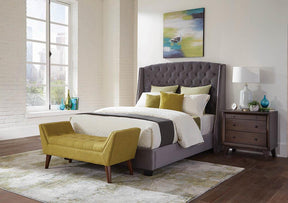 Pissarro Eastern King Tufted Upholstered Bed Grey Half Price Furniture