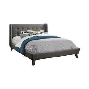 Carrington Button Tufted Eastern King Bed Grey Half Price Furniture