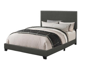 Boyd Full Upholstered Bed with Nailhead Trim Charcoal - Bed - Half Price Furniture