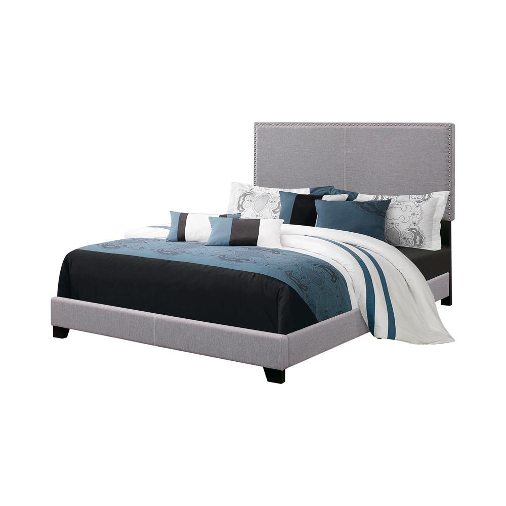 Boyd Twin Upholstered Bed with Nailhead Trim Grey Boyd Twin Upholstered Bed with Nailhead Trim Grey Half Price Furniture