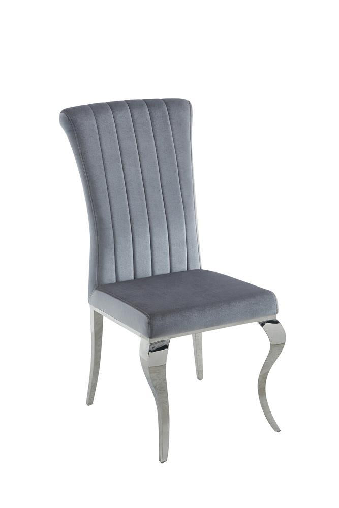 Betty Upholstered Side Chairs Grey and Chrome (Set of 4) - Half Price Furniture